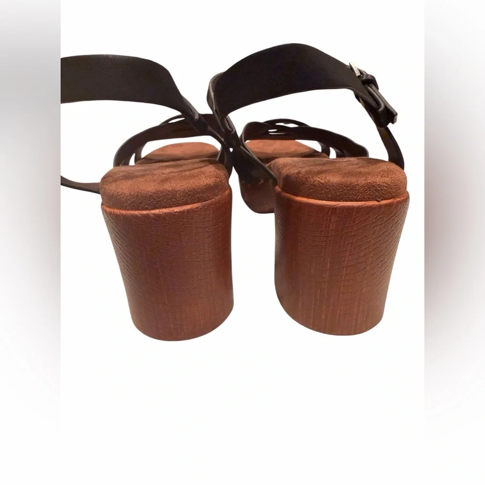 Sonoma Ortholite Eco Sandals Heeled Black Brown Size 9